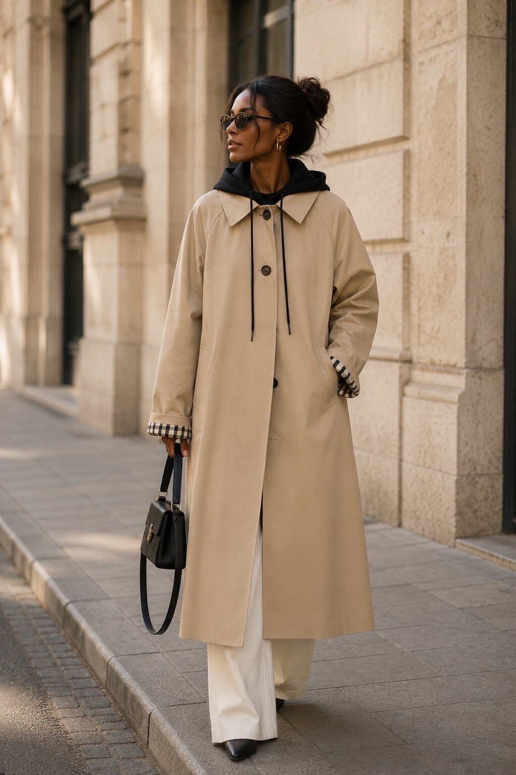 Grossista Esther.H Paris - Trench lungo con cappuccio rimovibile