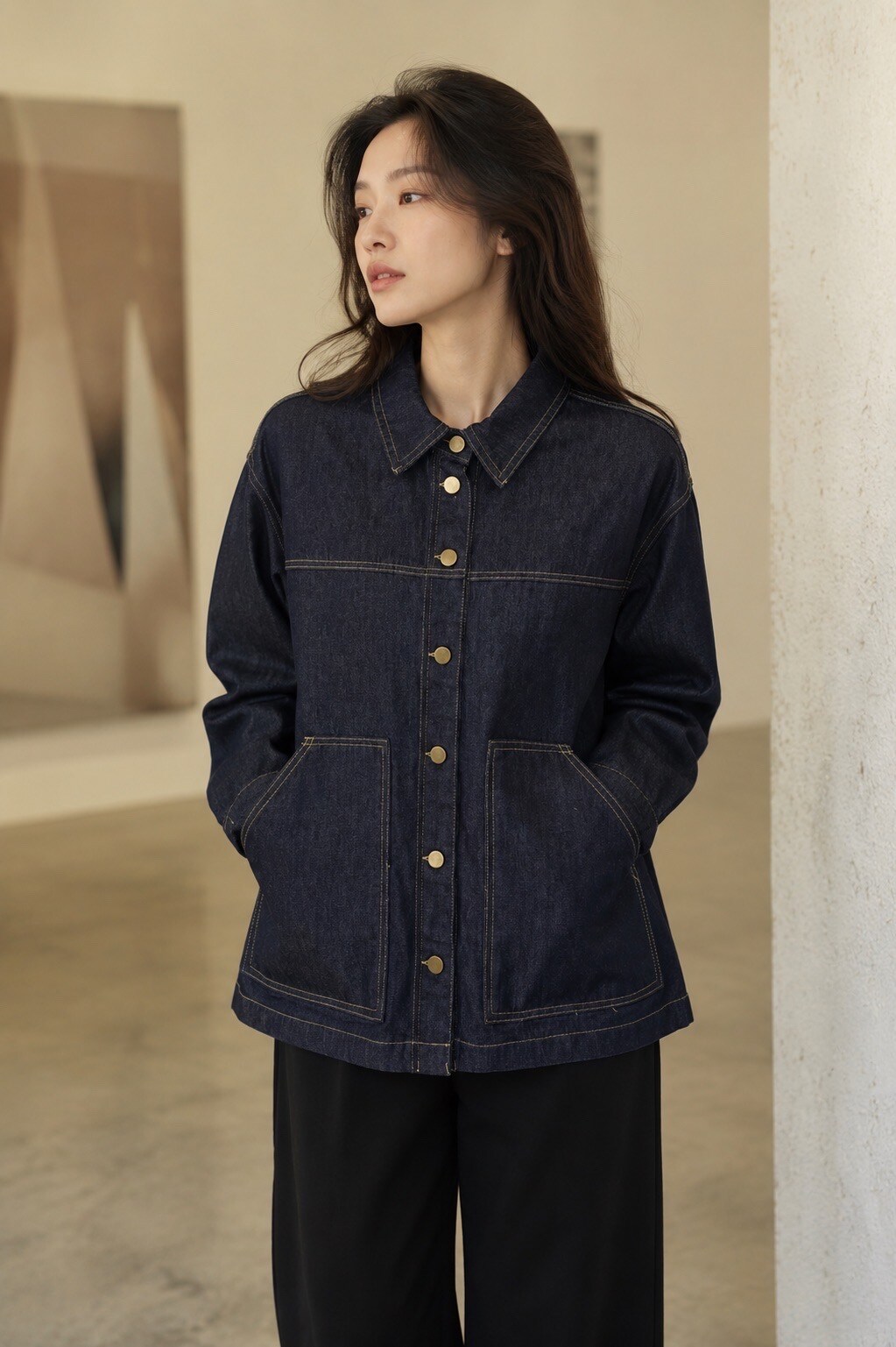 Großhändler Esther.H Paris - Oversized Jeansjacke in Rohblau