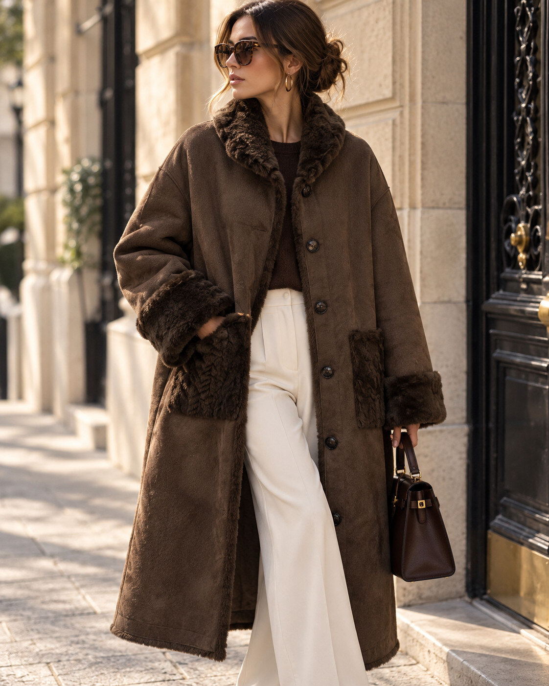 Großhändler Esther.H Paris - Langer Wende-Pelzmantel