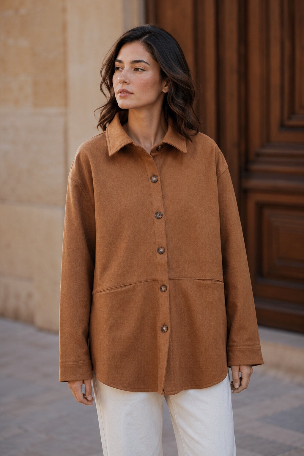 Grossiste Esther.H Paris - Veste en effet daim avec poches invisibles