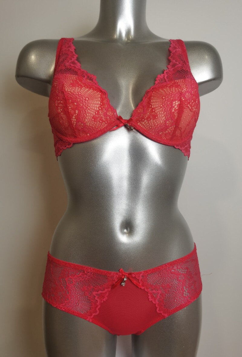 Grossista ESTHER QUEEN - Set reggiseno imbottito + boxer corallo