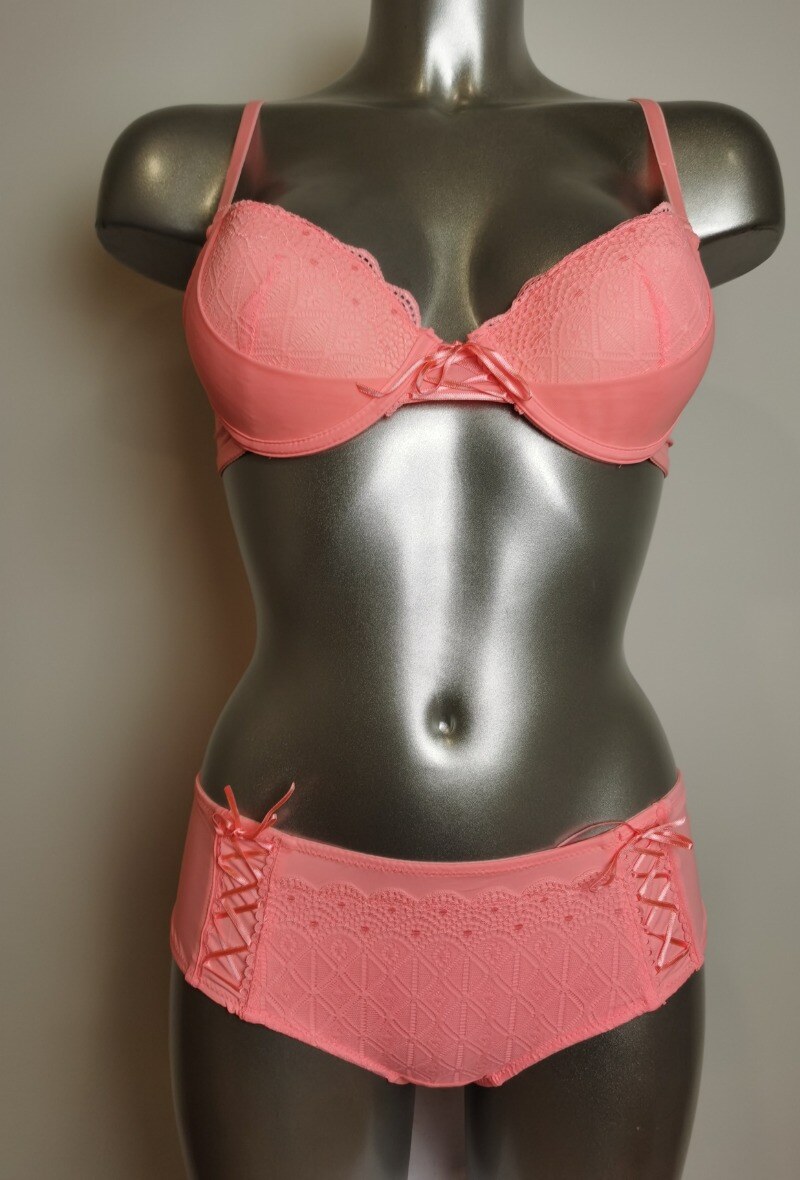Mayorista ESTHER QUEEN - Conjunto sujetador acolchado + boxeador salmón