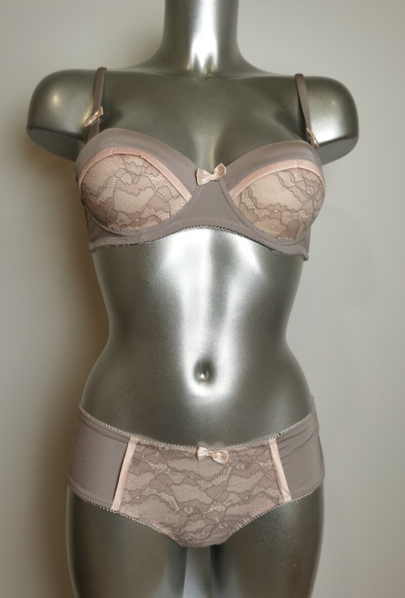 Grossista ESTHER QUEEN - Set reggiseno imbottito + boxer grigio