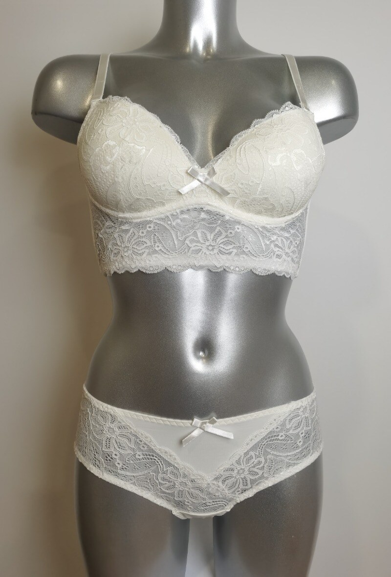 Mayorista ESTHER QUEEN - Conjunto de sujetador bustier acolchado + boxeador Ecru