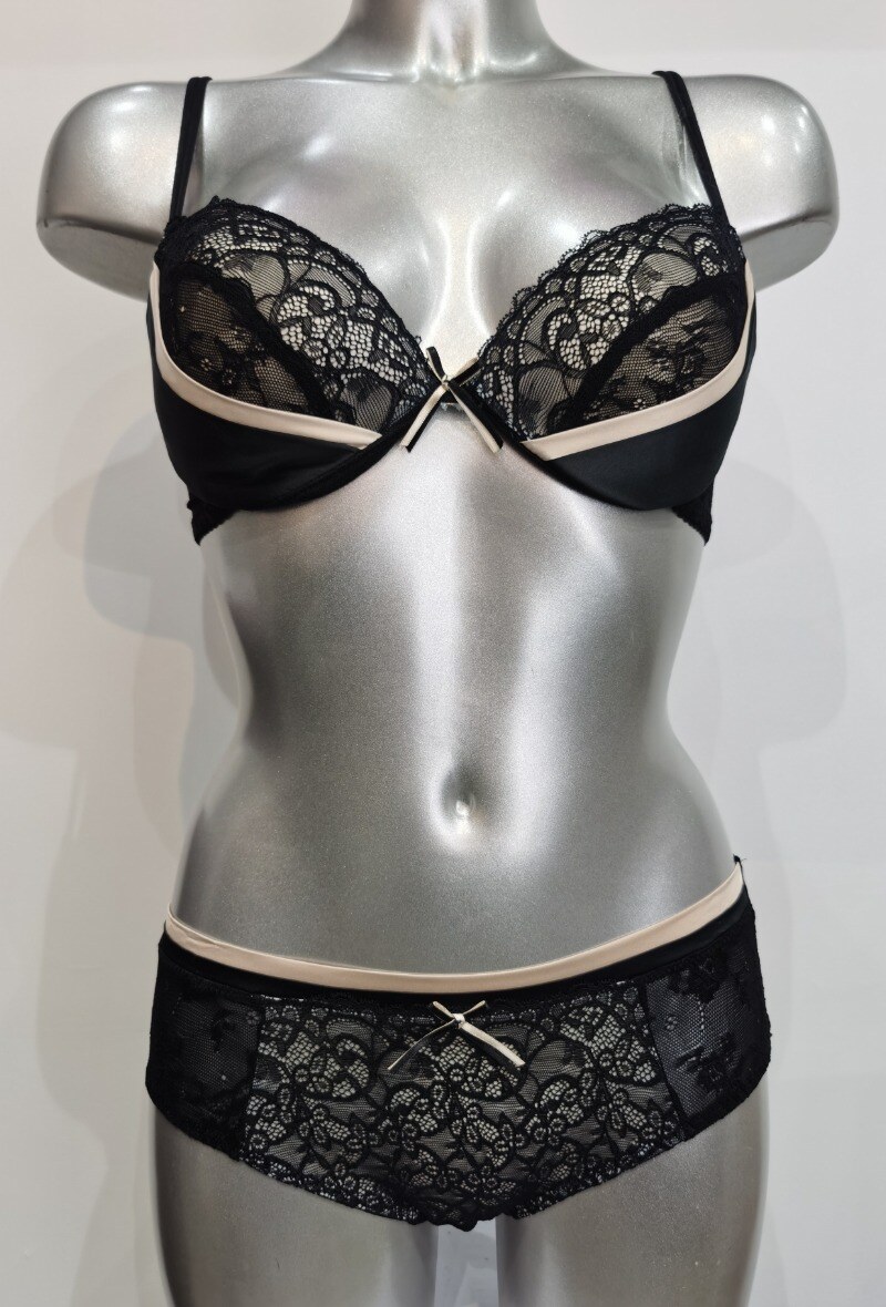 Mayorista ESTHER QUEEN - Conjunto sujetador acolchado + boxer negro