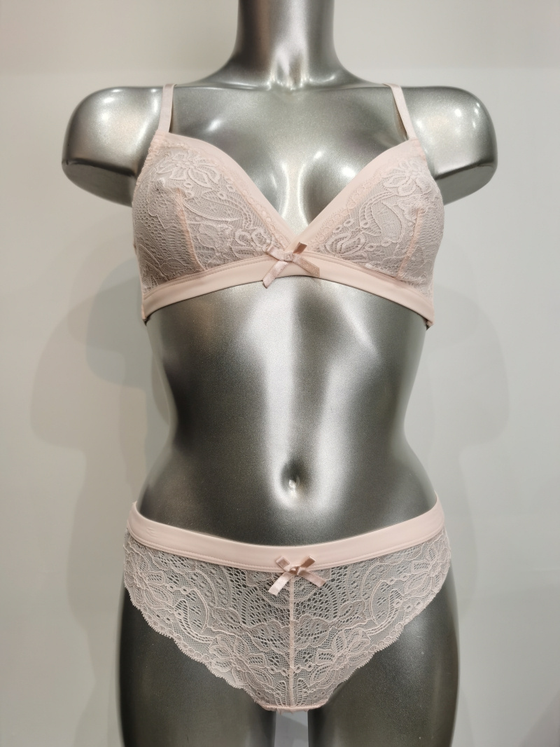 Mayorista ESTHER QUEEN - Conjunto de sujetador no acolchado + tanga rosa