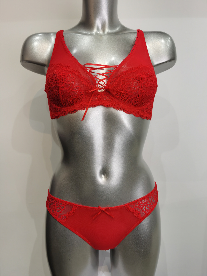 Mayorista ESTHER QUEEN - Conjunto de sujetador no acolchado, aro + tanga roja