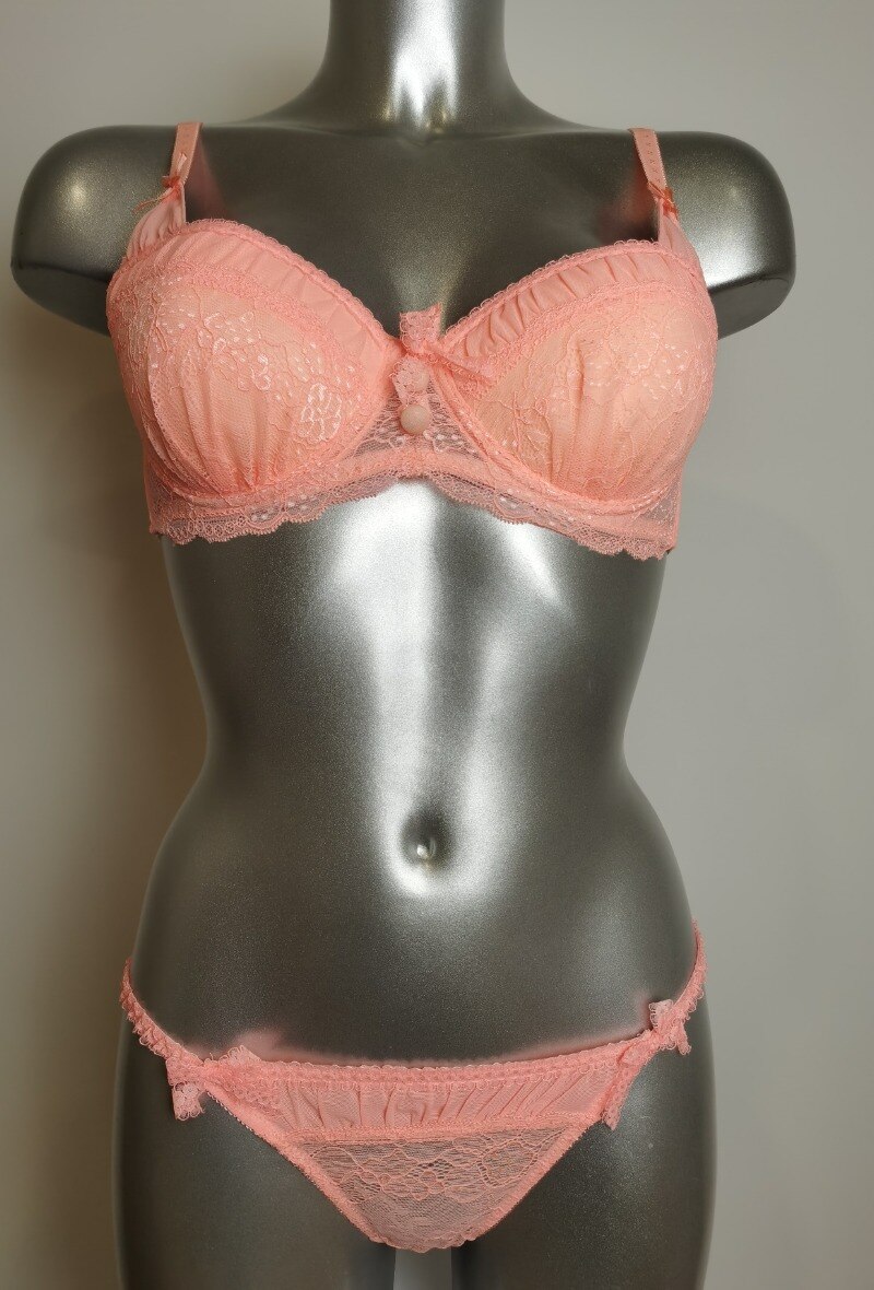 Grossiste ESTHER QUEEN - Ensemble soutien-gorge paddé+string saumon
