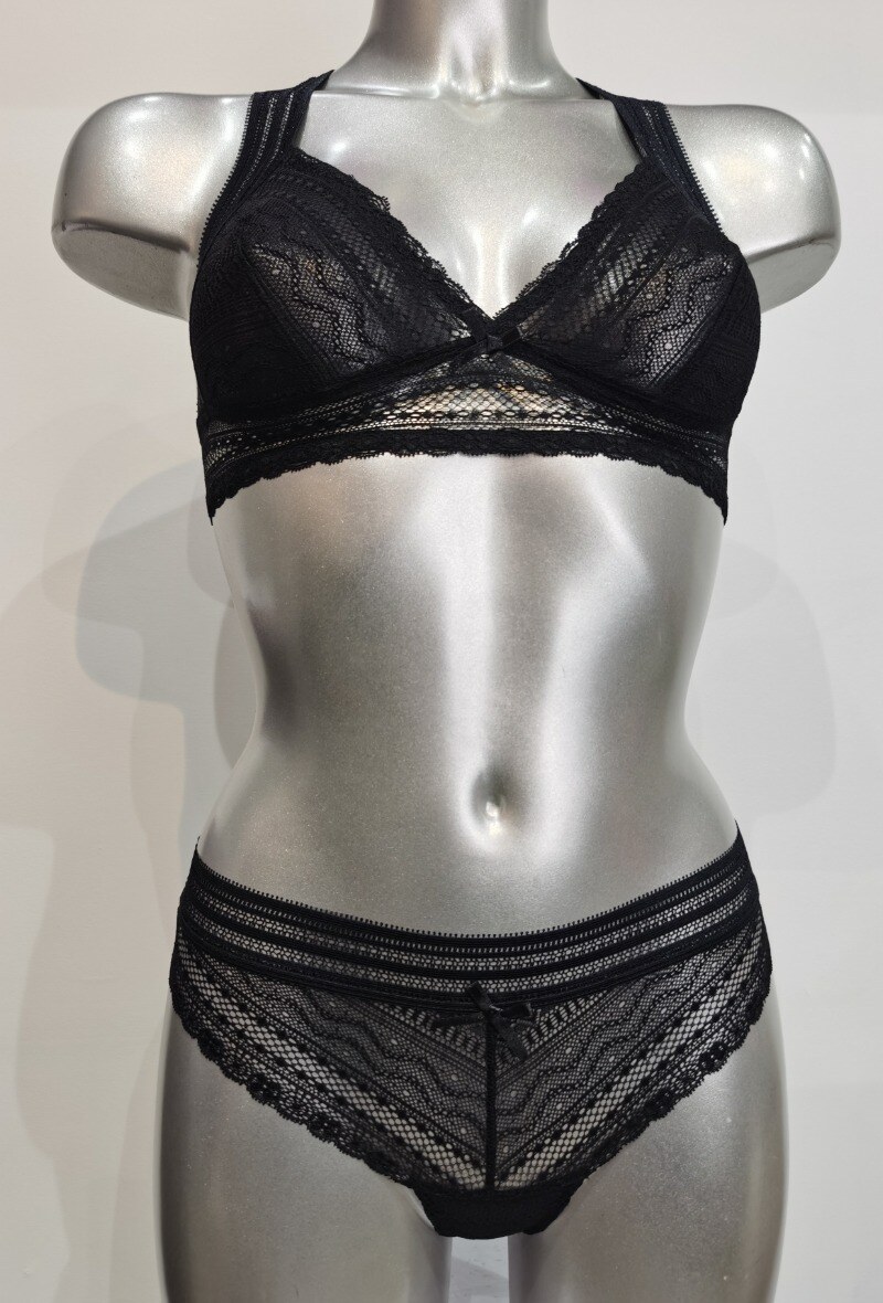 Mayorista ESTHER QUEEN - Conjunto de sujetador no acolchado + tanga negro