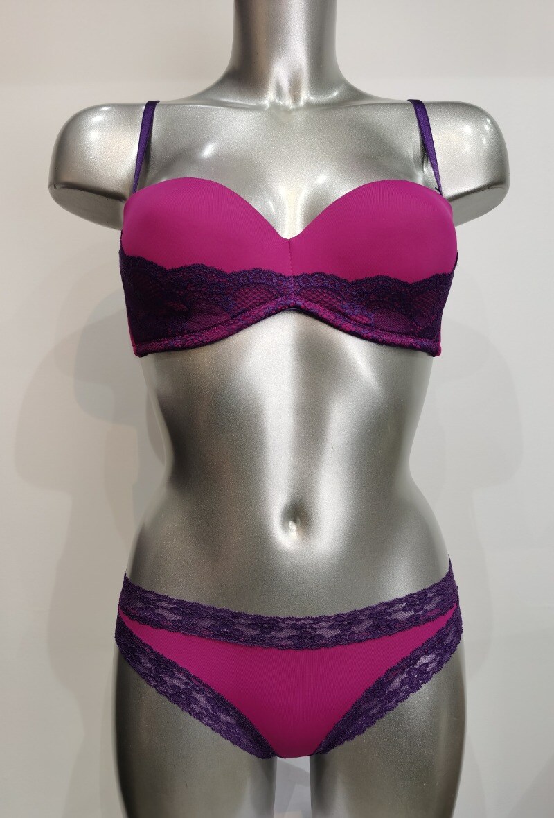 Mayorista ESTHER QUEEN - Conjunto sujetador+tanga con relleno fucsia