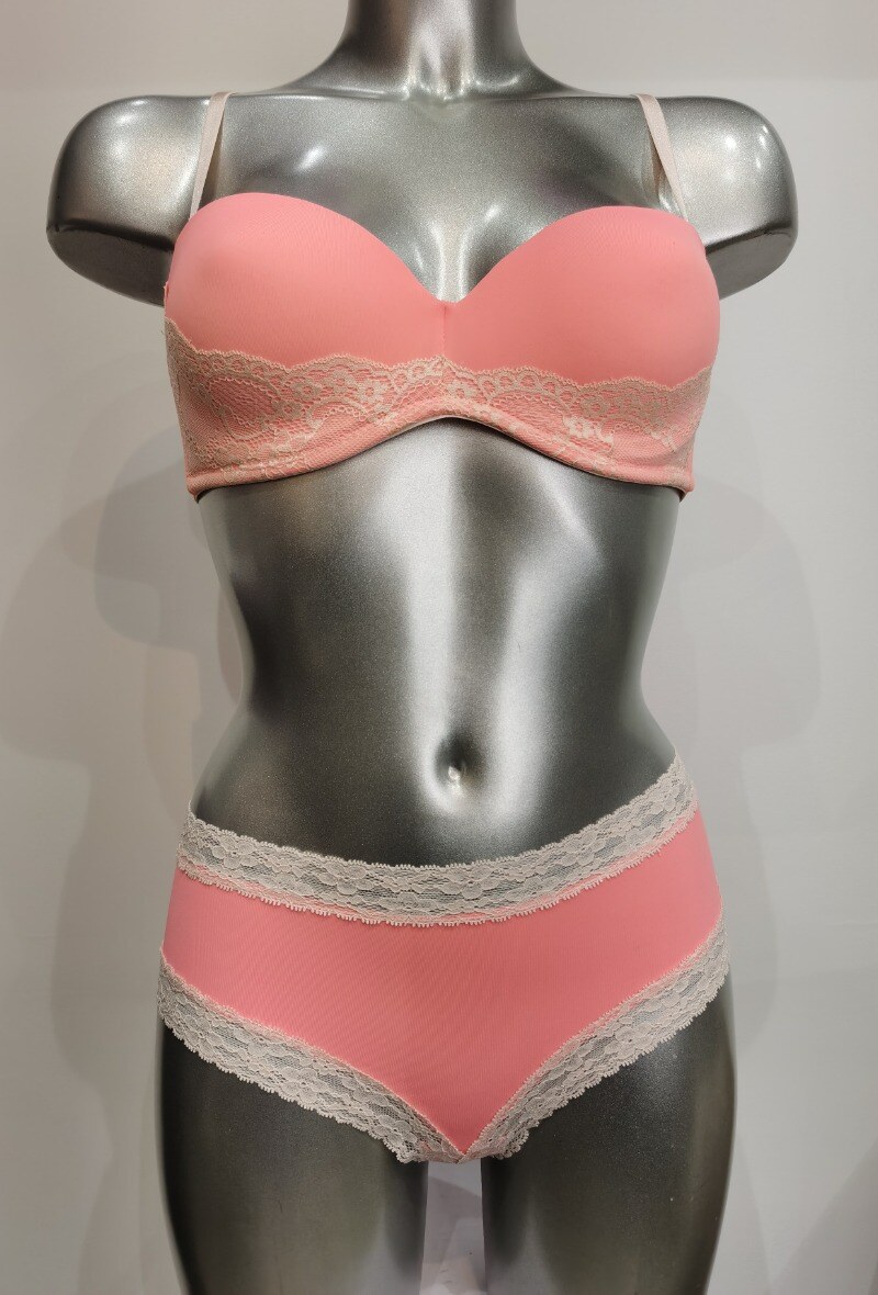 Mayorista ESTHER QUEEN - Conjunto sujetador acolchado + boxeador salmón