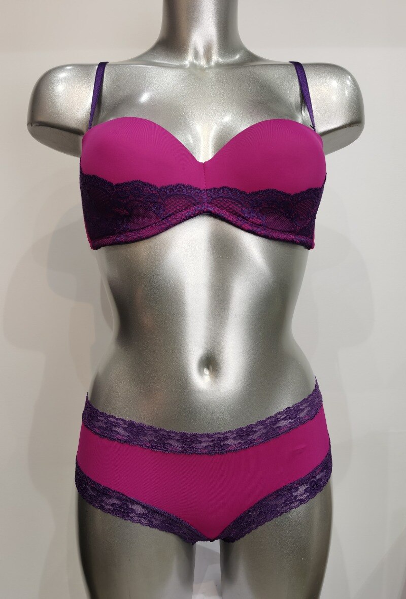 Großhändler ESTHER QUEEN - Set gepolsterter BH + Boxer in Fuchsia/Blau