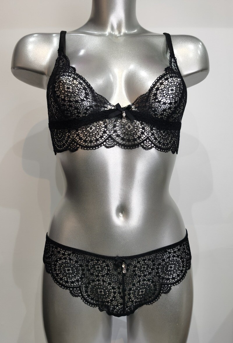 Mayorista ESTHER QUEEN - Conjunto de sujetador no acolchado + tanga negro
