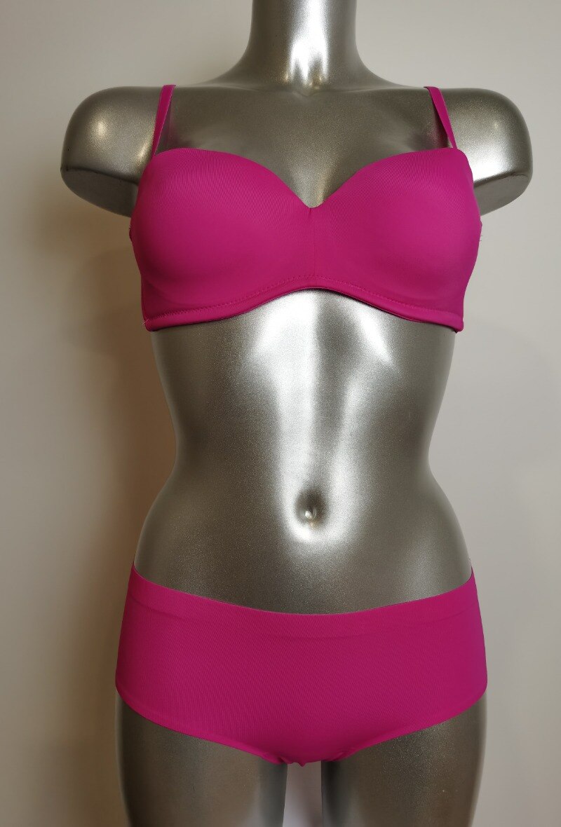 Großhändler ESTHER QUEEN - Set trägerloser gepolsterter BH + Boxer in Fuchsia