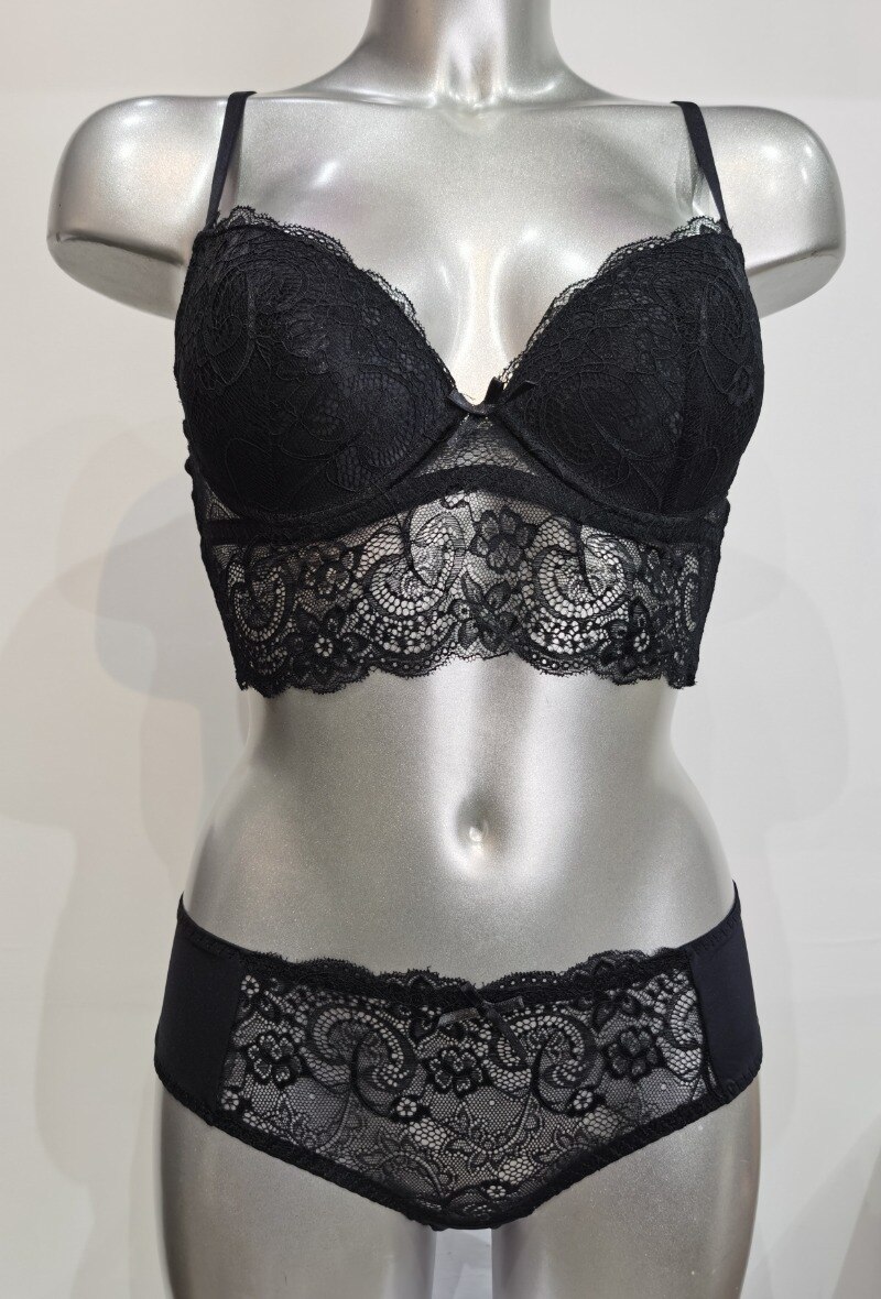 Grossista ESTHER QUEEN - Set reggiseno bustier imbottito + boxer nero