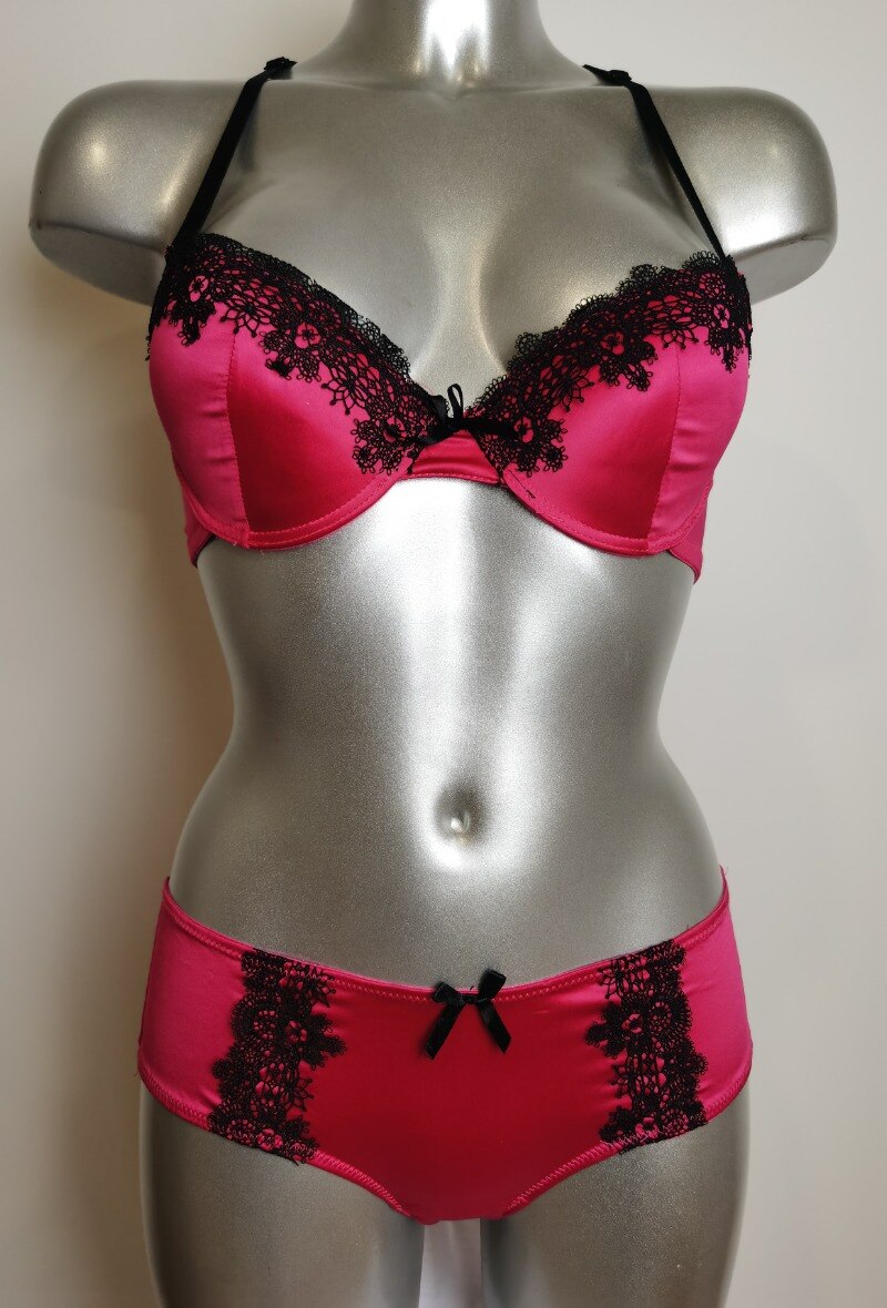 Großhändler ESTHER QUEEN - Set gepolsterten BHs + Boxer in Fuchsia