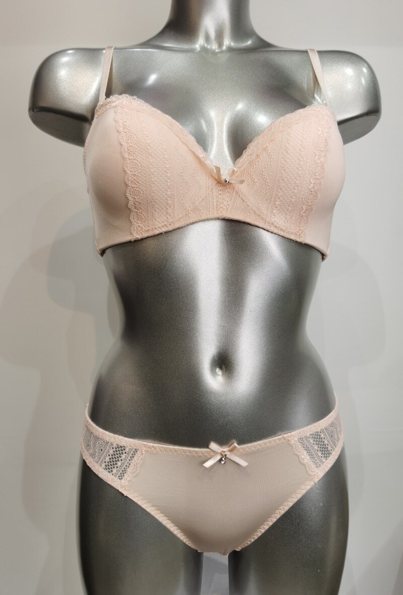 Grossista ESTHER QUEEN - Set reggiseno imbottito + perizoma rosa