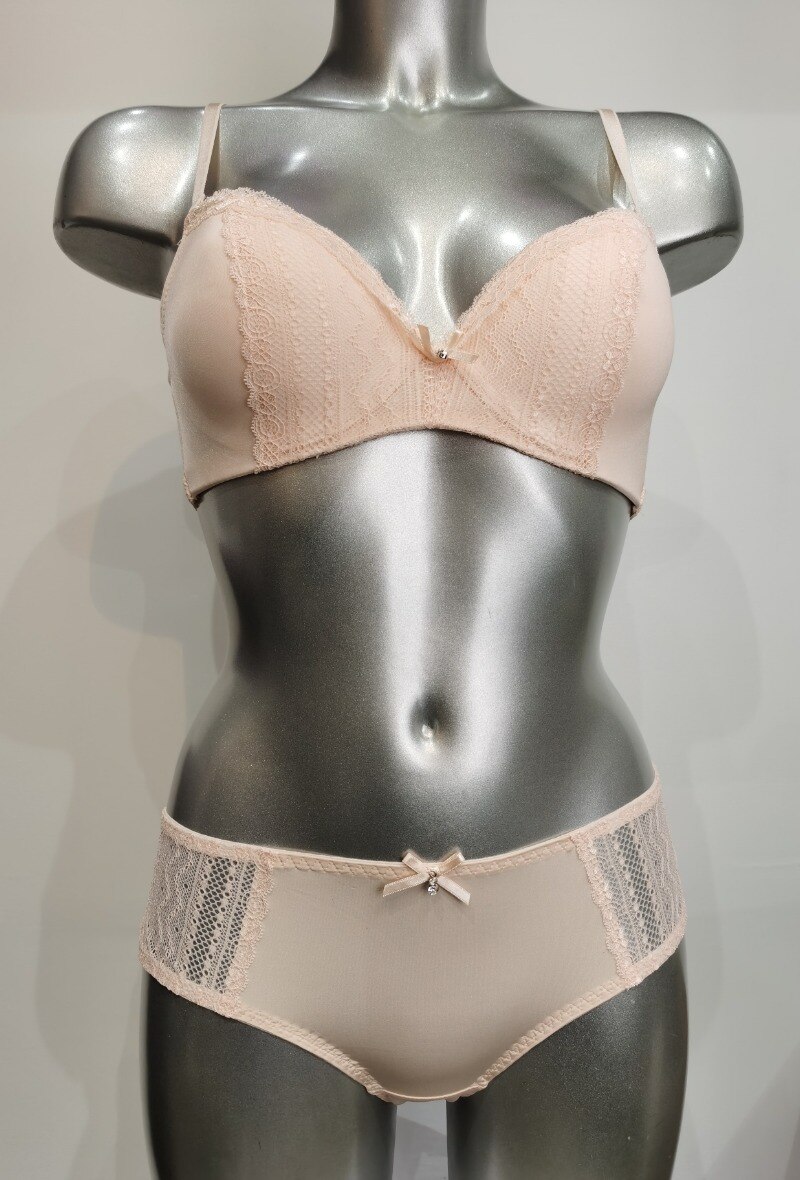 Grossista ESTHER QUEEN - Set reggiseno imbottito + boxer rosa