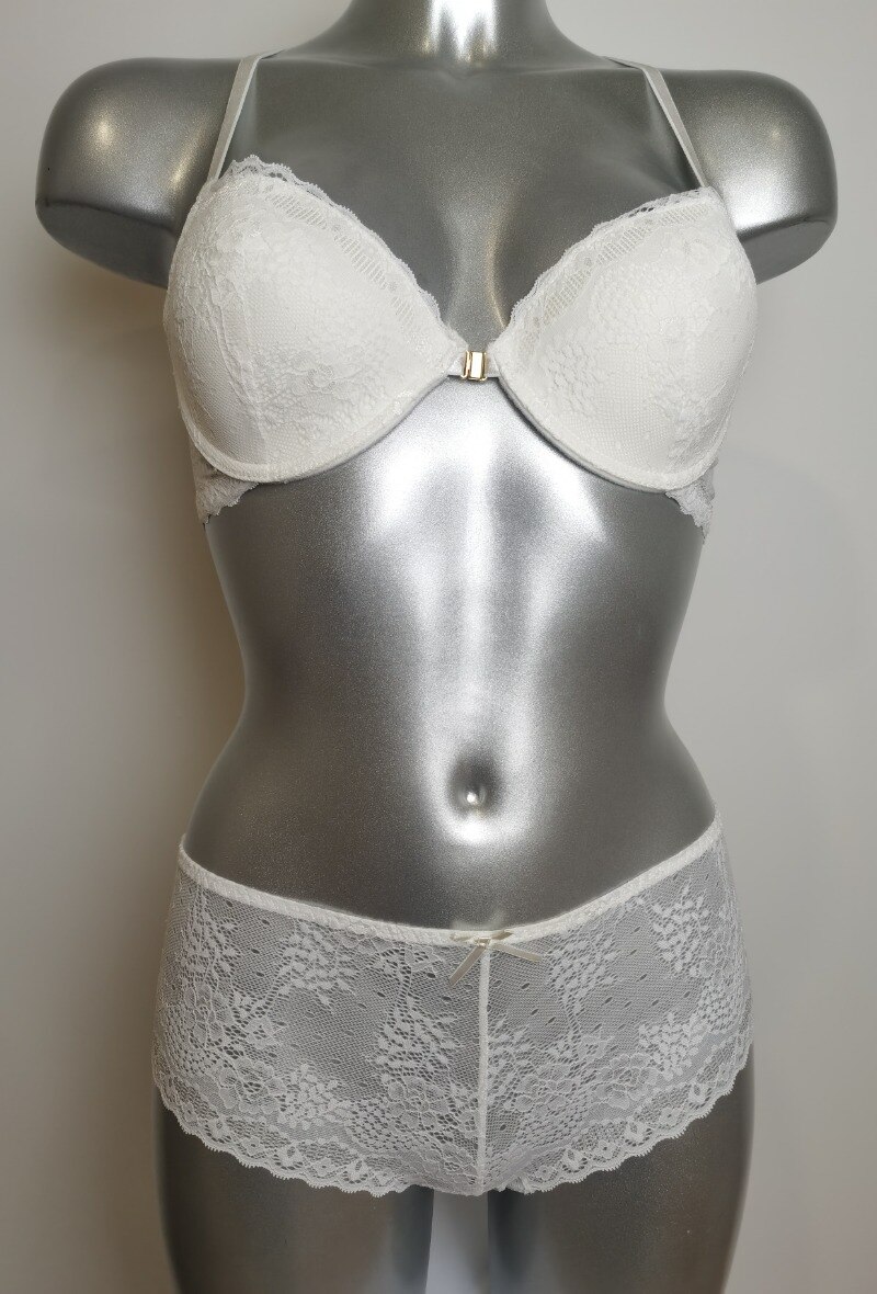 Grossiste ESTHER QUEEN - Ensemble soutien-gorge paddé+boxer blanc