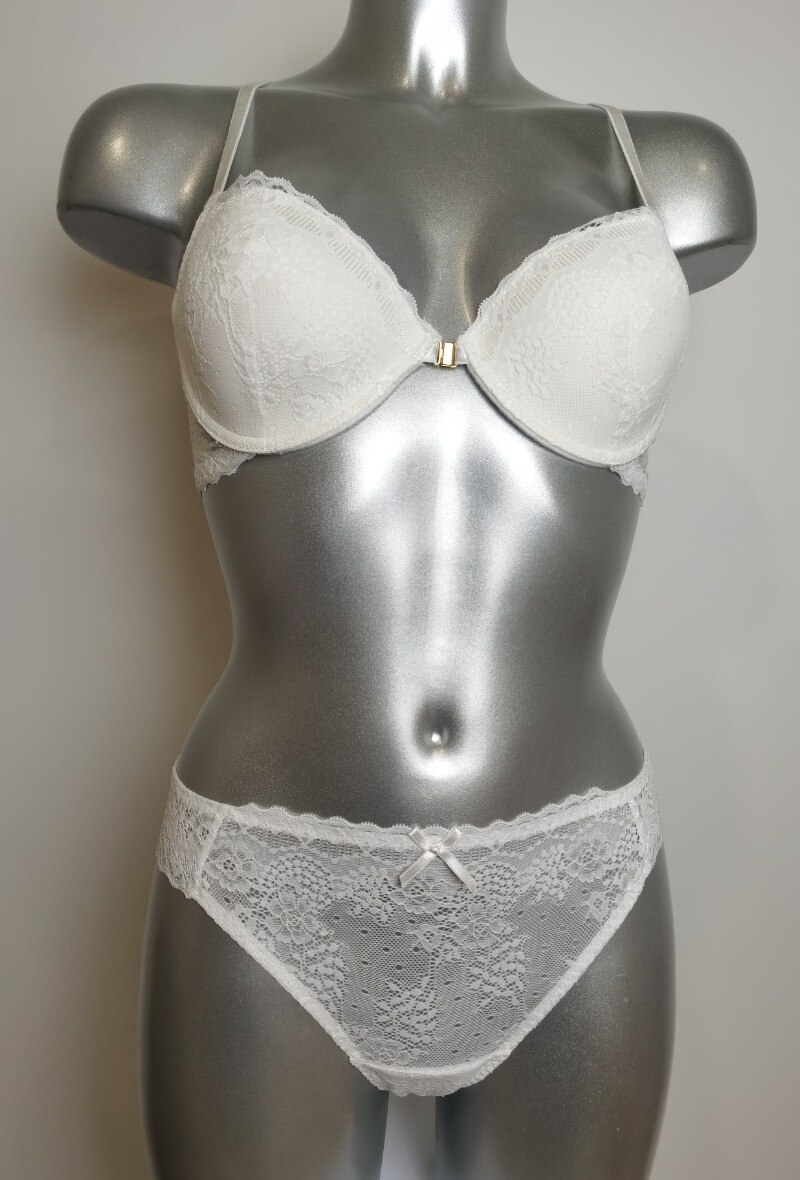 Grossiste ESTHER QUEEN - Ensemble soutien-gorge paddé+tanga blanc