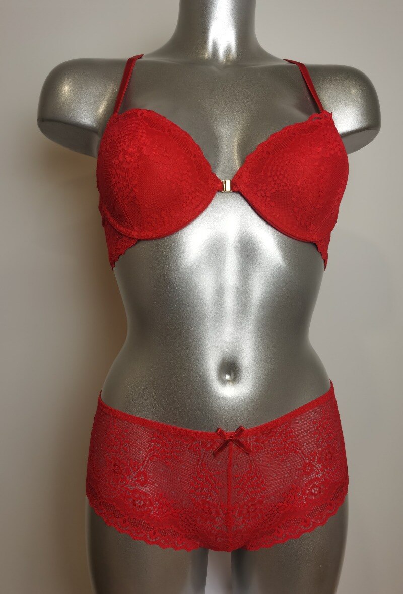 Grossiste ESTHER QUEEN - Ensemble soutien-gorge paddé+tanga rouge