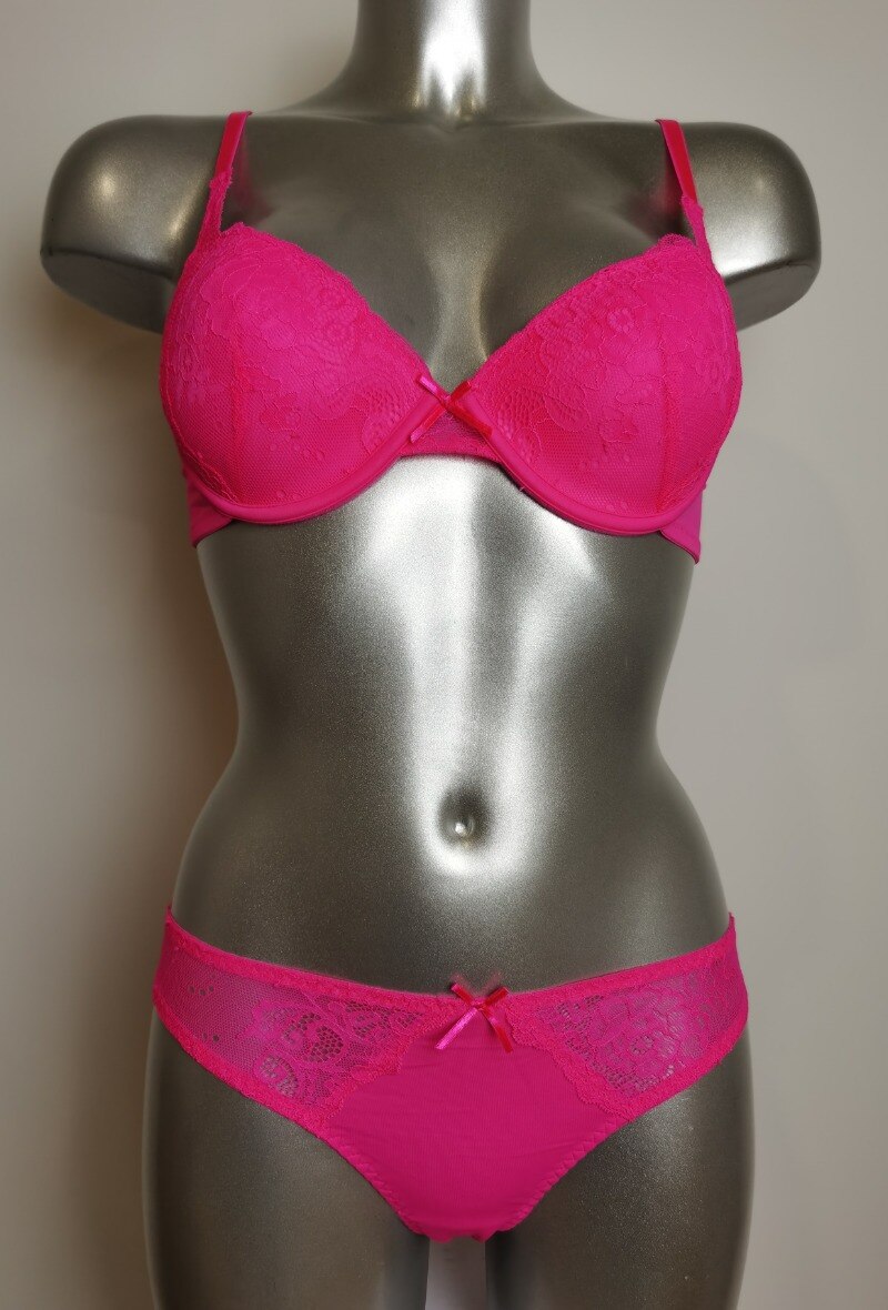 Großhändler ESTHER QUEEN - Set gepolsterter BH + Tanga Fuchsia
