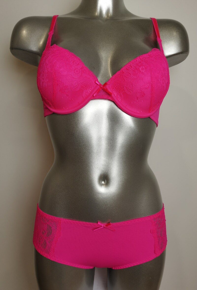 Großhändler ESTHER QUEEN - Set aus gepolstertem BH und Boxershorts in Fuchsia
