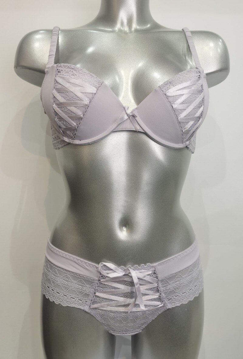 Großhändler ESTHER QUEEN - Graues Set mit gepolstertem BH und Boxer