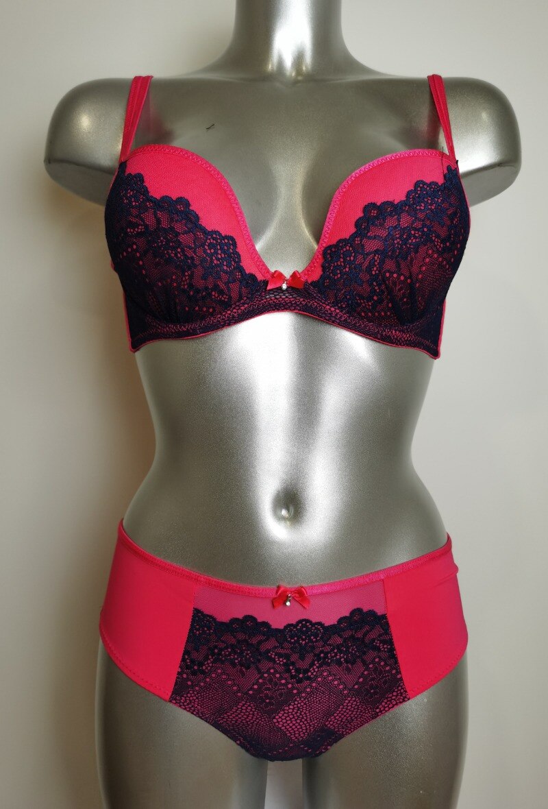 Grossiste ESTHER QUEEN - Ensemble soutien-gorge paddé+boxer fuchsia/bleu