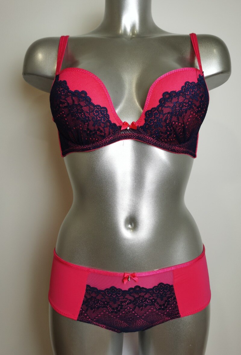 Grossiste ESTHER QUEEN - Ensemble soutien-gorge paddé+tanga fuchsia/bleu
