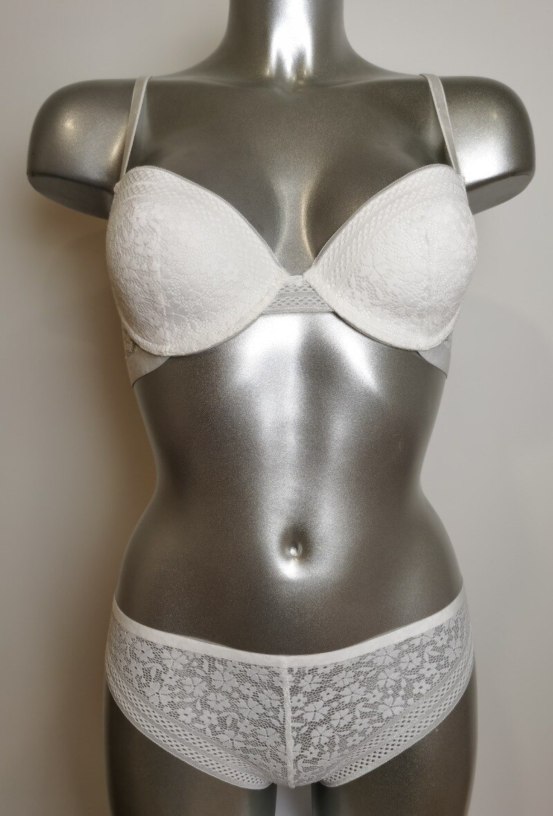 Grossista ESTHER QUEEN - Set reggiseno imbottito + tanga bianco