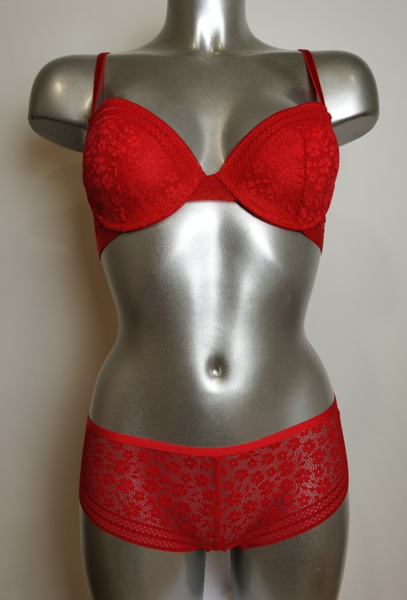 Wholesaler ESTHER QUEEN - Set padded bra+boxer red