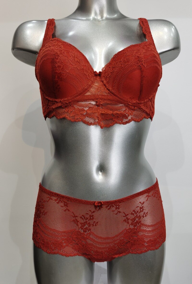 Grossiste ESTHER QUEEN - Ensemble soutien-gorge bustier paddé+boxer rouille