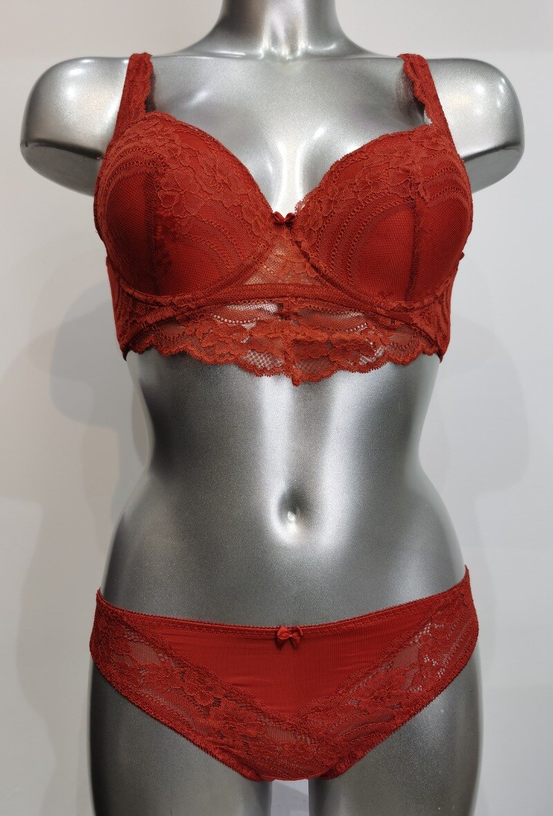 Grossiste ESTHER QUEEN - Ensemble soutien-gorge bustier paddé+tanga rouille