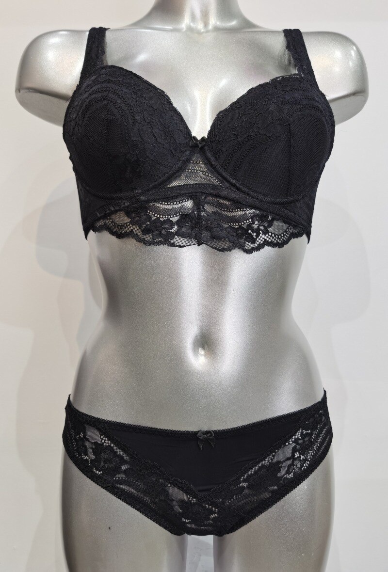 Grossiste ESTHER QUEEN - Ensemble soutien-gorge bustier paddé+tanga noir