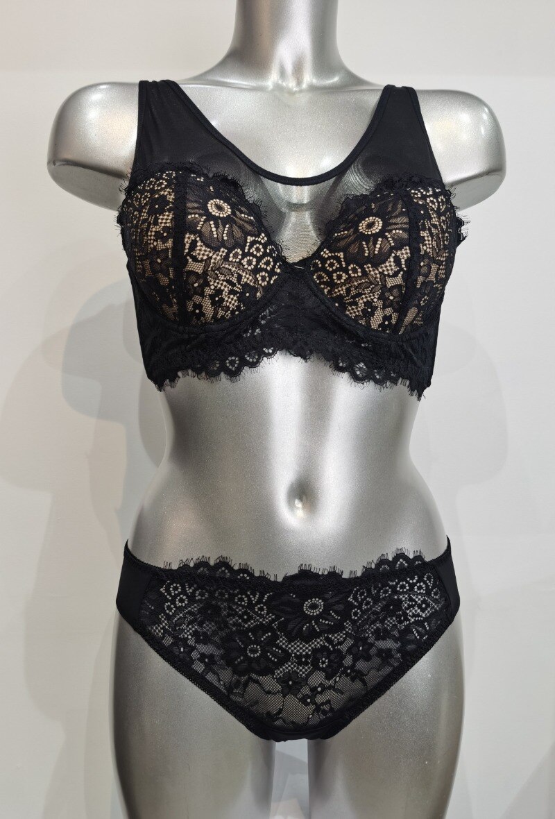 Grossiste ESTHER QUEEN - Ensemble soutien-gorge bustier paddé+tanga noir
