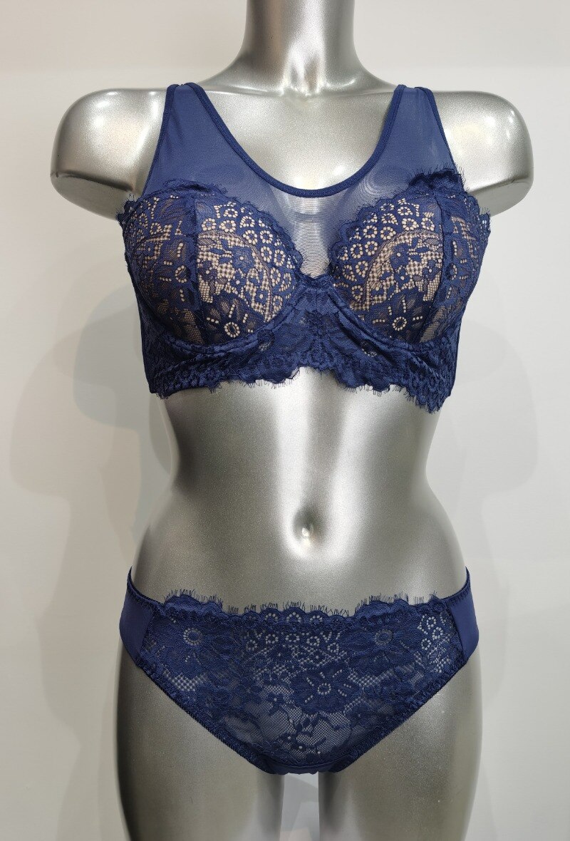 Grossiste ESTHER QUEEN - Ensemble soutien-gorge bustier paddé+tanga bleu