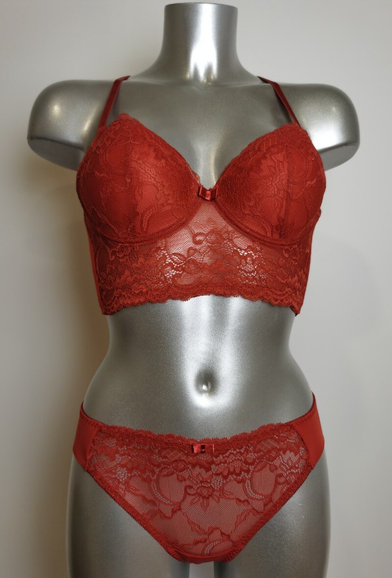 Grossiste ESTHER QUEEN - Ensemble soutien-gorge bustier paddé+tanga rouille