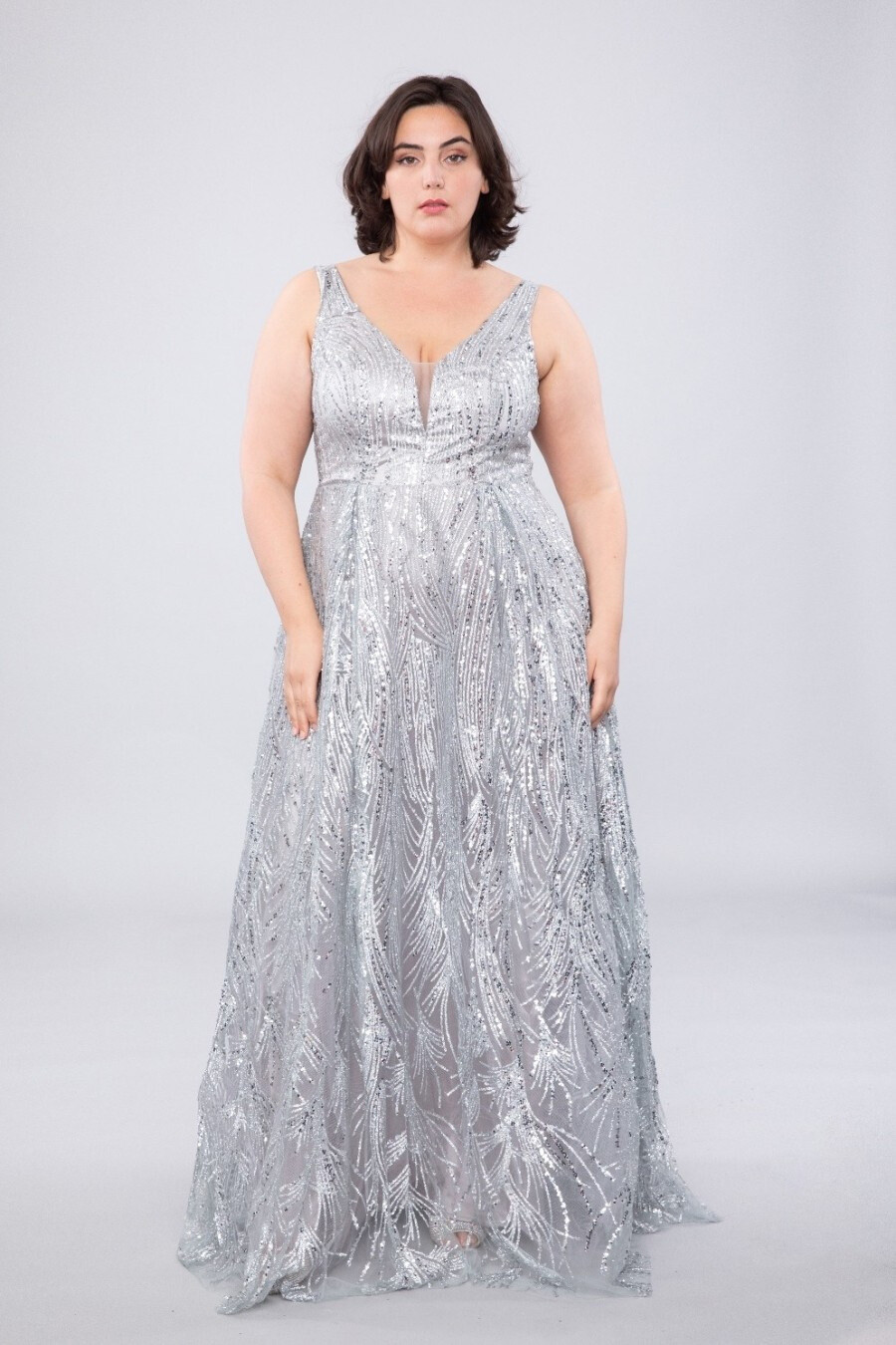 Großhändler Eva & Lola - Maxi-Kleid mit Pailletten in Übergröße