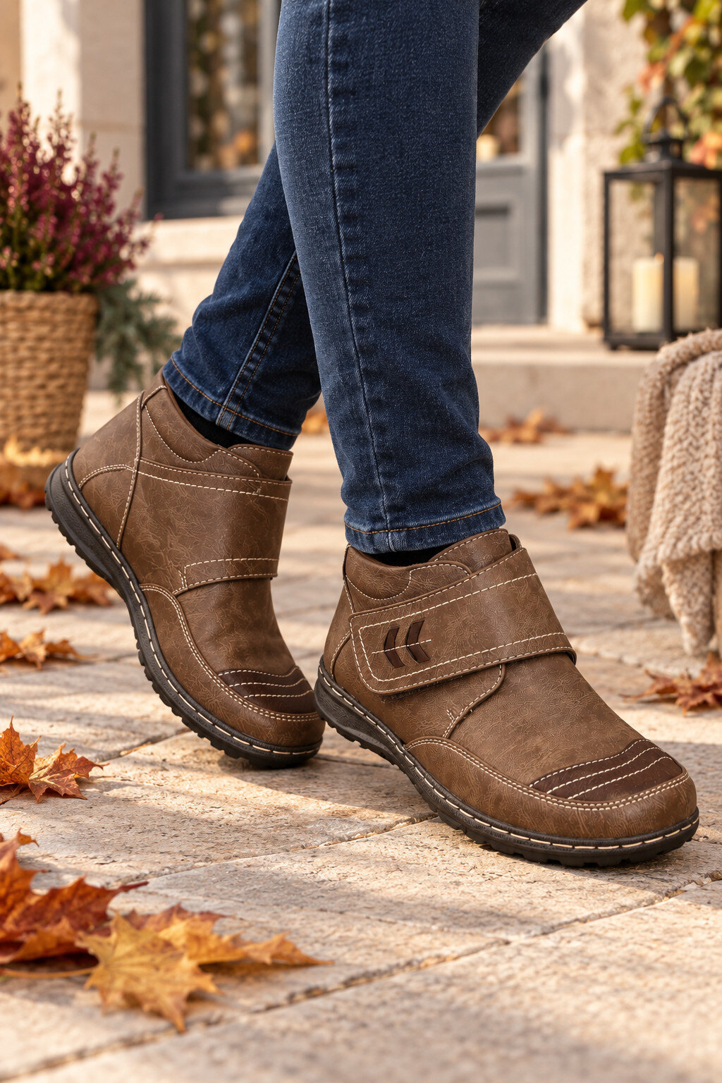 Großhändler Exquily - Komfort-Stiefeletten mit Klettverschluss
