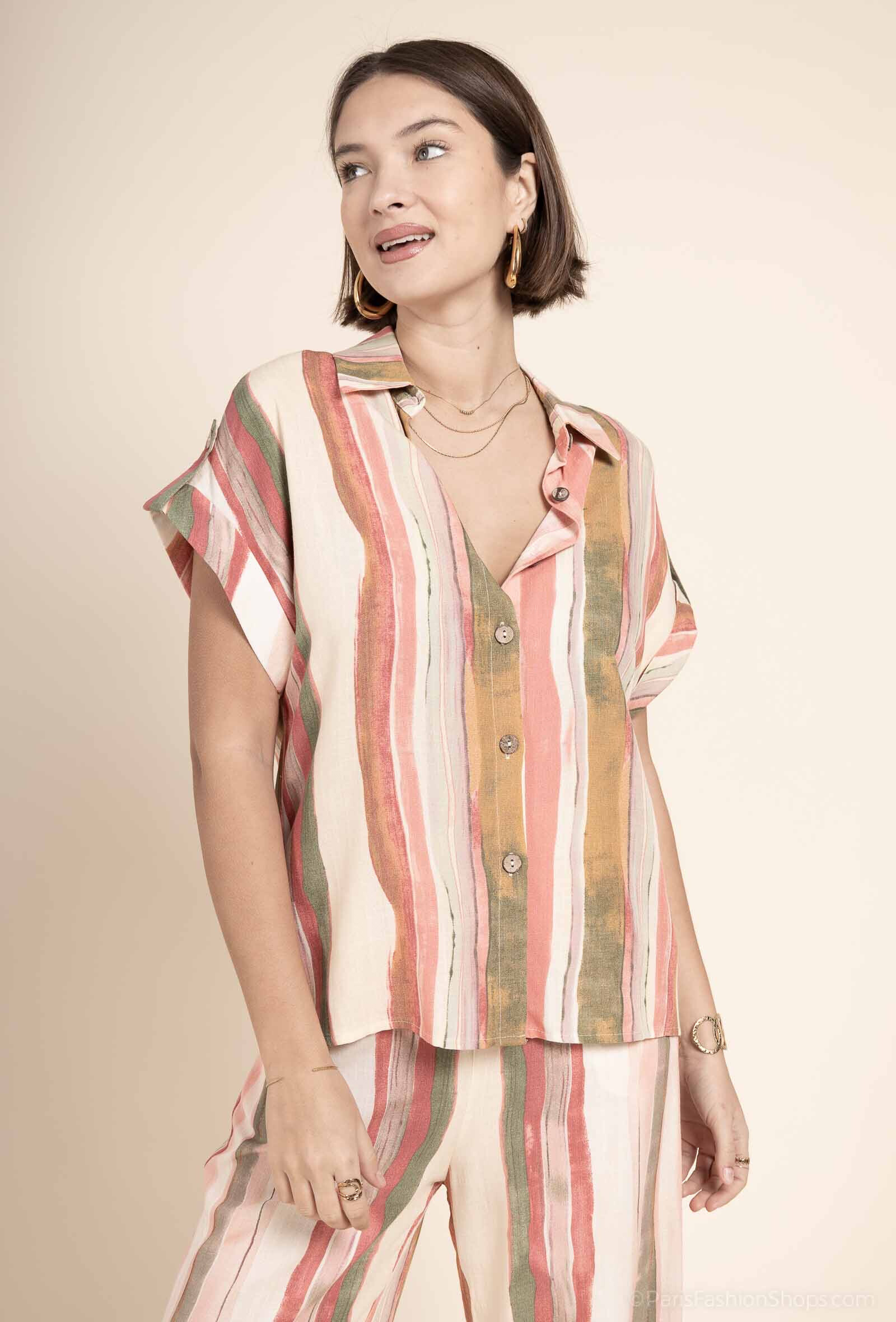 Mayorista Exquiss's - Camisa a rayas de manga corta