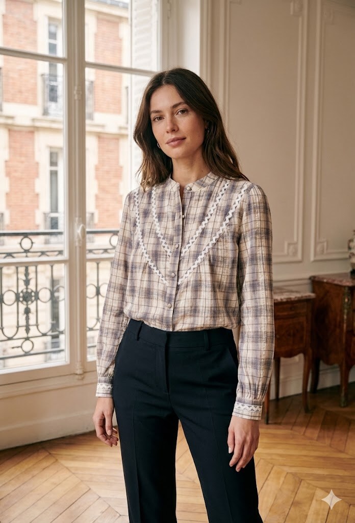 Wholesaler Exquiss's - Elegant plaid blouse