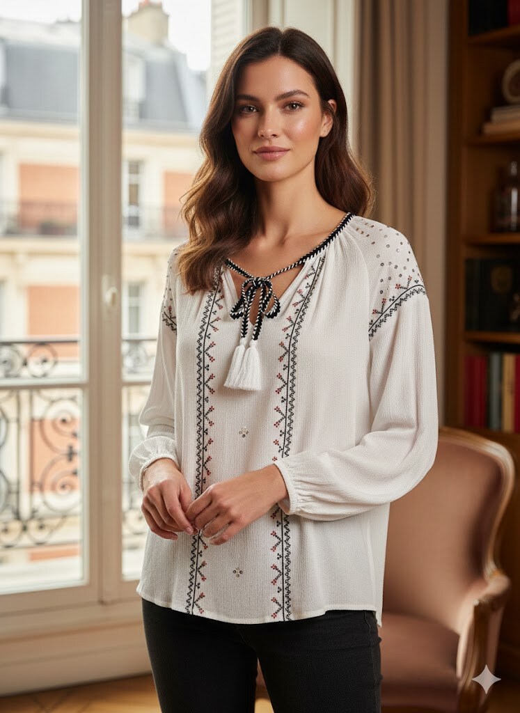 Wholesaler Exquiss's - Bohemian blouse with embroidery
