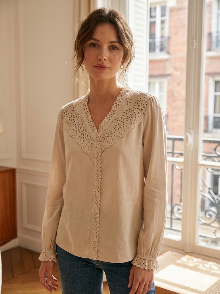 Grossiste Exquiss's - Blouse féminine avec dentelle