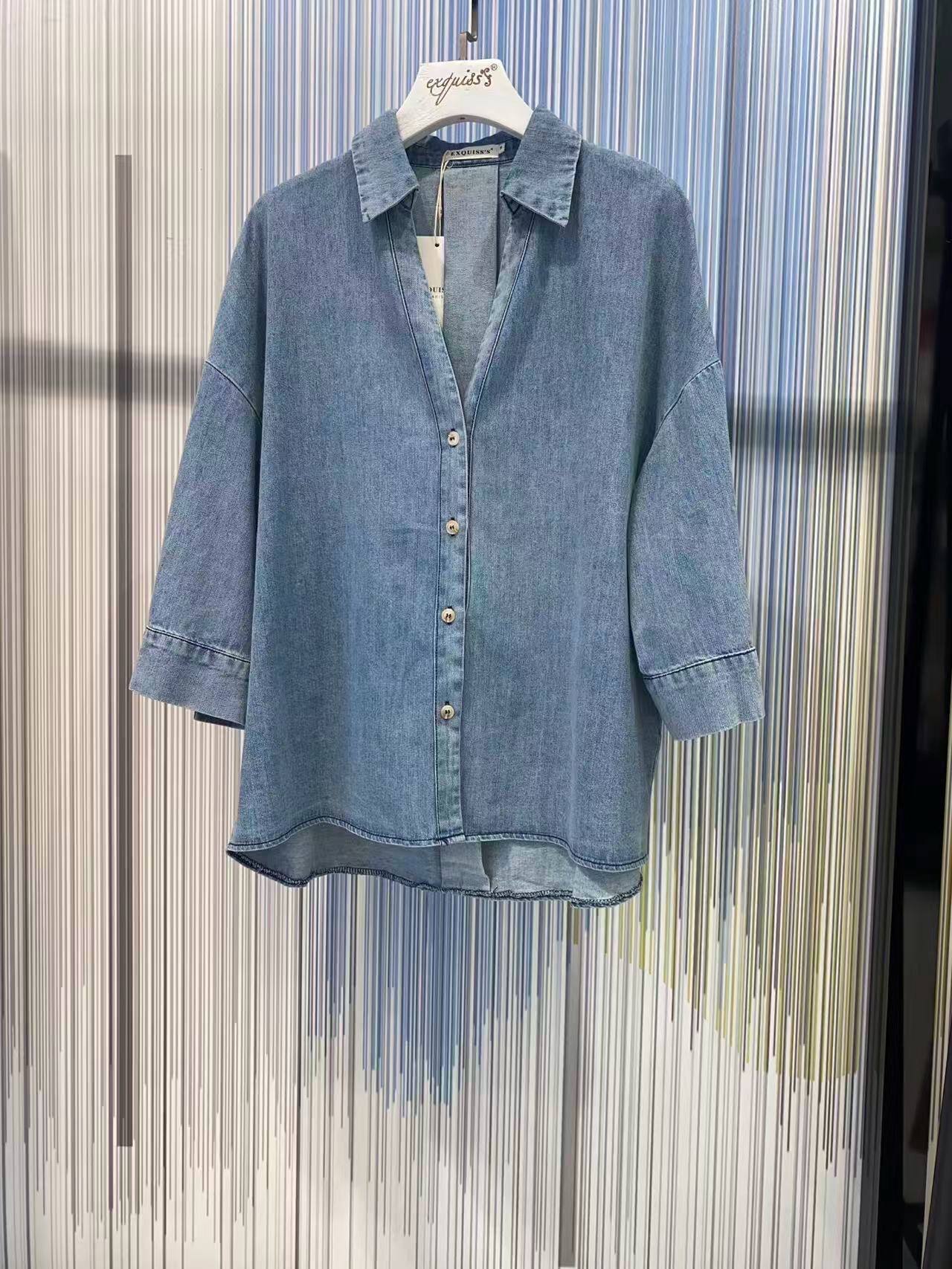Großhändler Exquiss's - Jeanshemd mit 3/4-Ärmeln