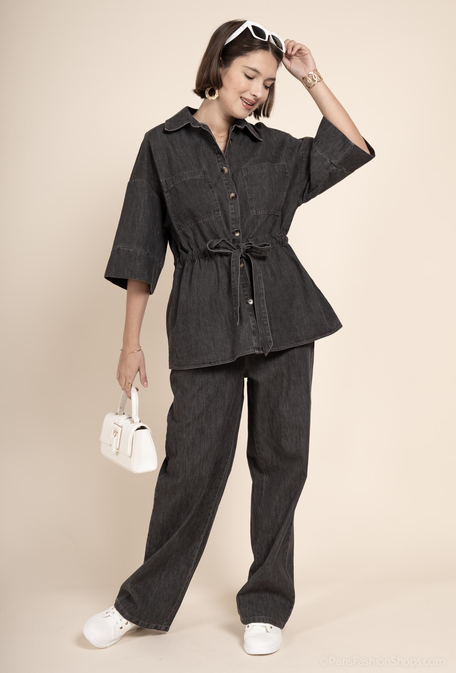 Grossiste Exquiss's - Chemise cintrée aux poches