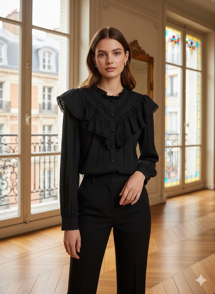 Wholesaler Exquiss's - Elegant ruffled blouse