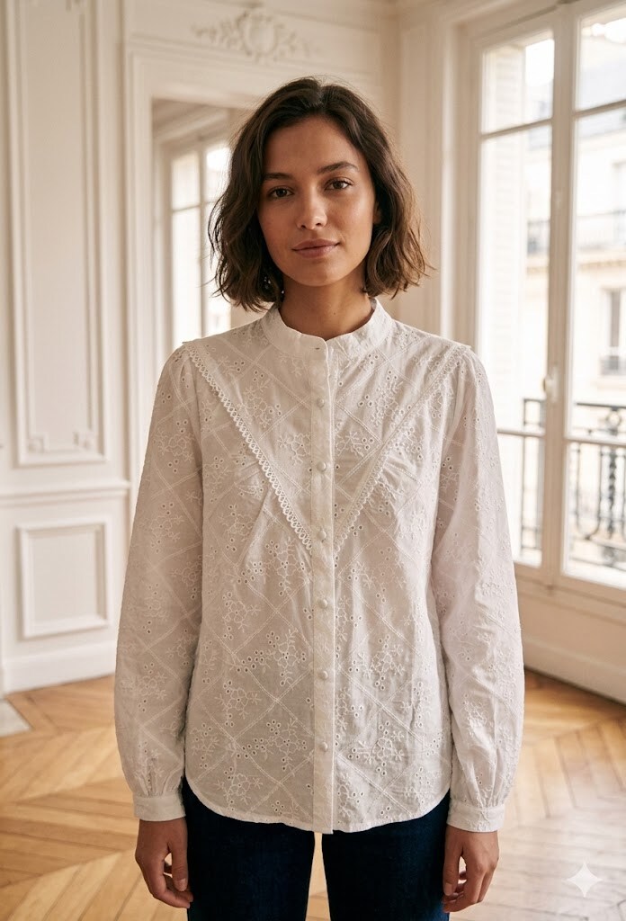 Wholesaler Exquiss's - Embroidered long-sleeve blouse