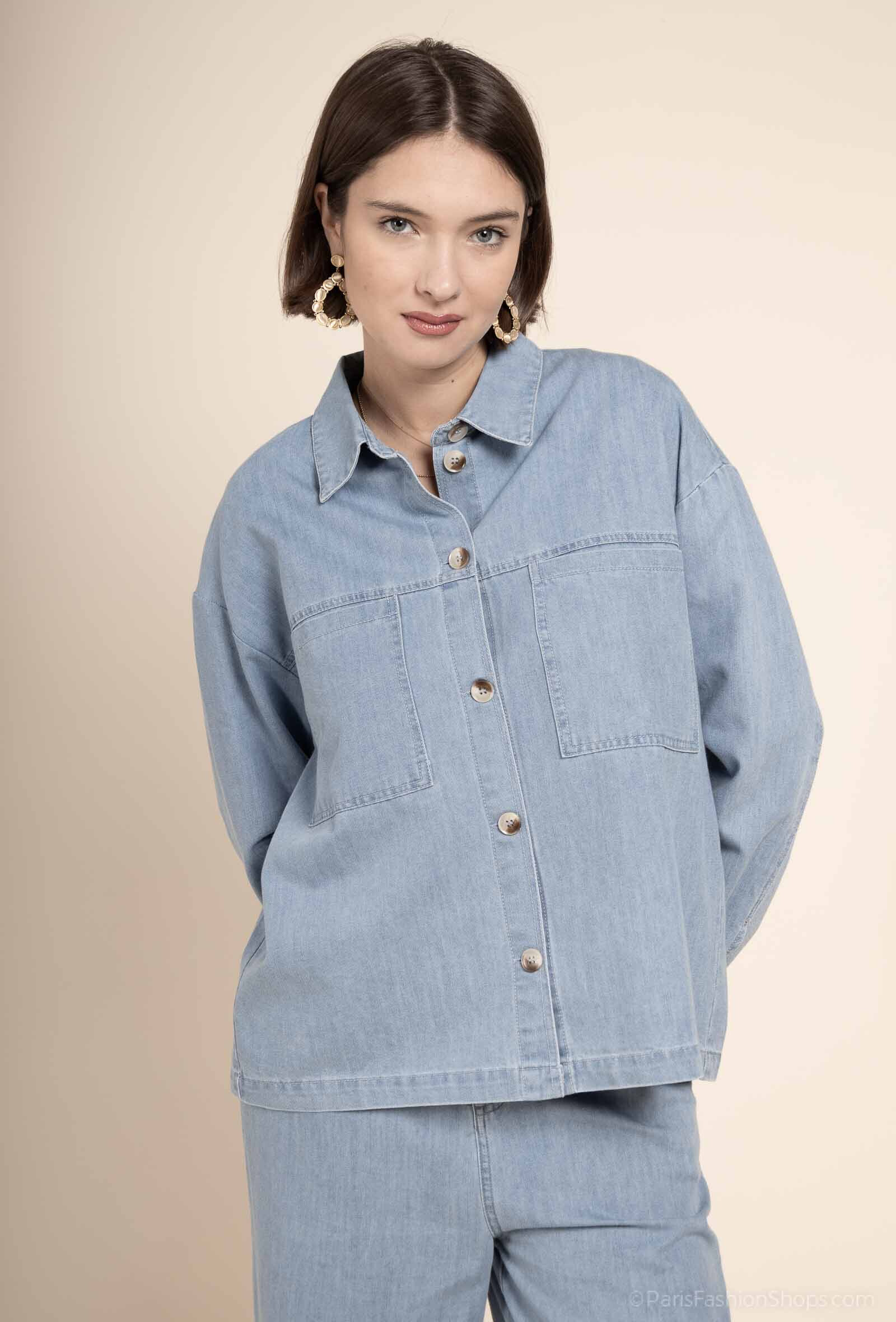 Wholesaler Exquiss's - Elegant Denim Shirt