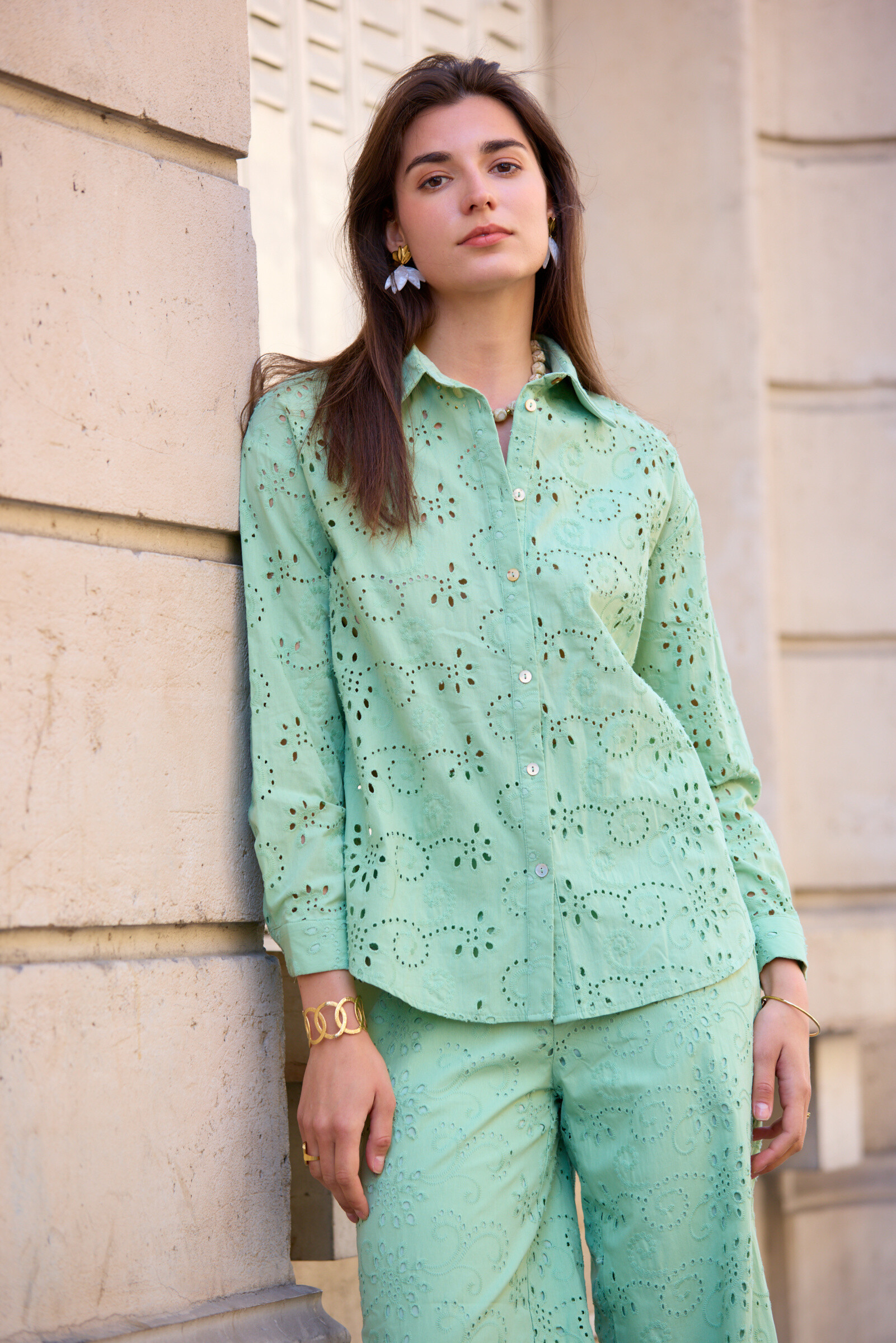 Wholesaler Exquiss's - Long -sleeved embroidered shirt